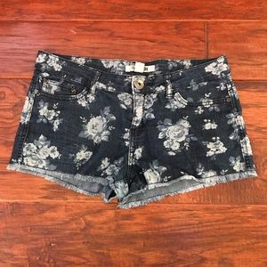 Forever 21 Floral Jean Shorts with Frill at Bottom. Size 28.